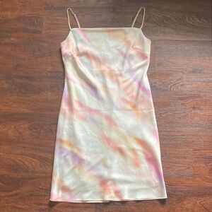 Pastel Tie-Dye Satin Slip Dress
